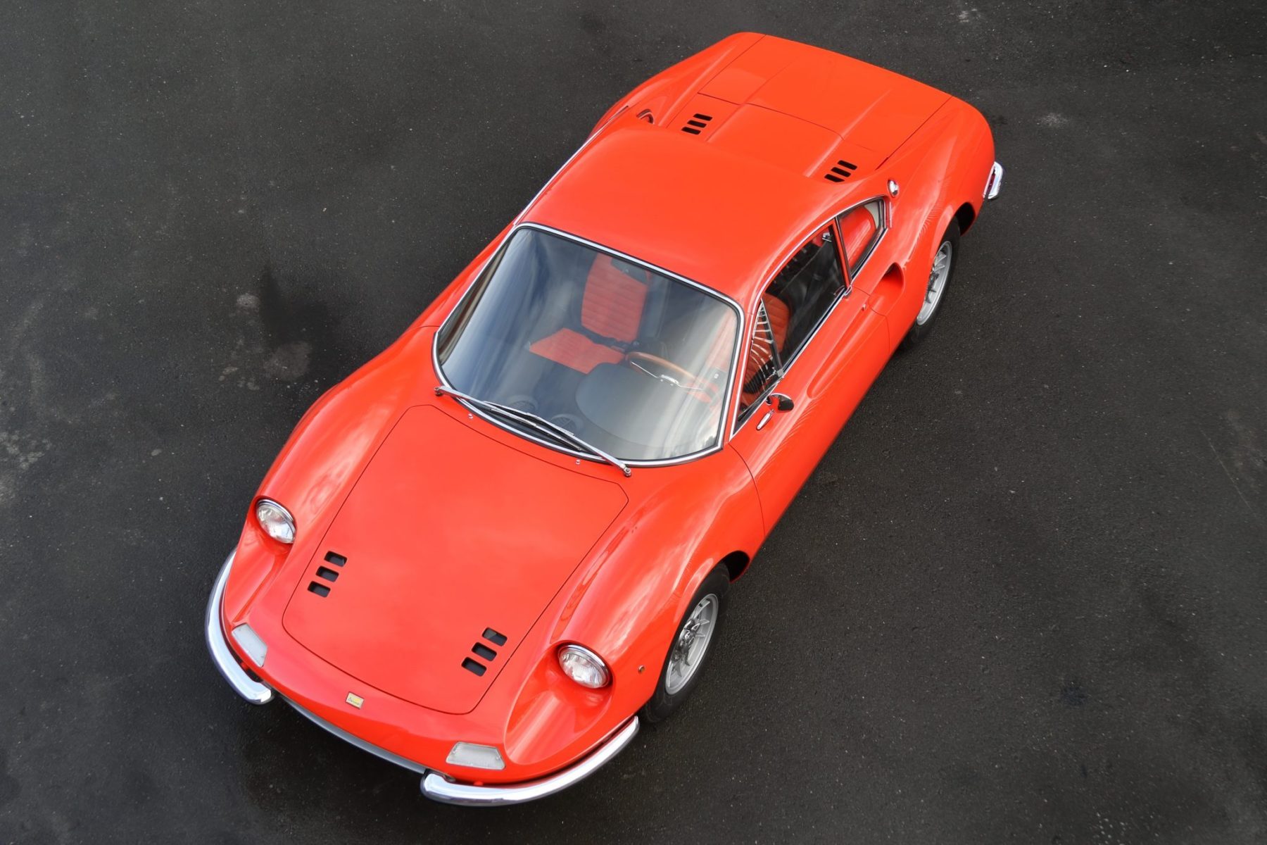 red italian sports car from above