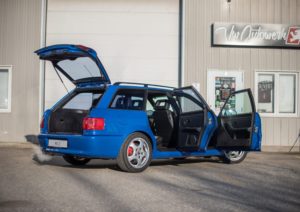 Blue Wagon with doors open